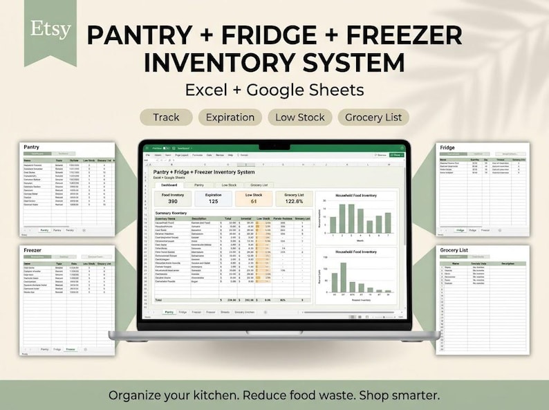 Pantry Inventory Spreadsheet | Fridge & Freezer Tracker | Excel ...