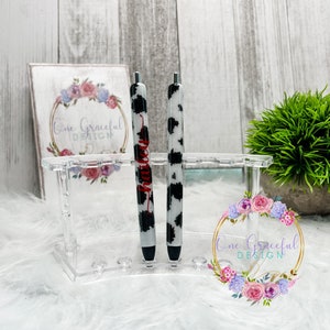 Personalized Cow Print Glitter Pen, Epoxy Gel pen, Personalized Glitter Pen, Sparkly Glitter Cow Print Pen, Papermate InkJoy Gel Pen