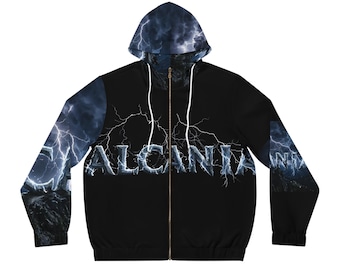 Alcania Logo Graphic Men's Full-Zip Hoodie (AOP)