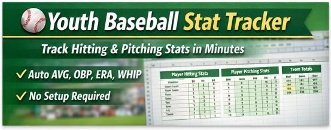 Youth Baseball Stat Tracker Excel Template, Team Stats Spreadsheet ...