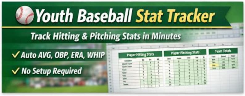 Pitching Practice Tracker Youth Baseball Stat Tracker Excel Template, Team Stats Spreadsheet ...