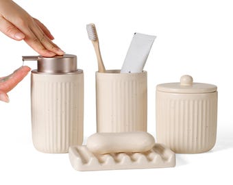 Recyclable Ceramic Bathroom Accessory Set, Matte Finish, Lead-Free Dispenser, Holder