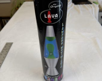 Original Lava Brand Lampara Movimiento 14.5" Silver Blue Green Motion Lamp Box