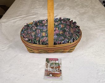 Longaberger 1997 Large Easter Basket 13447 Liner Protector Stained USA Vintage