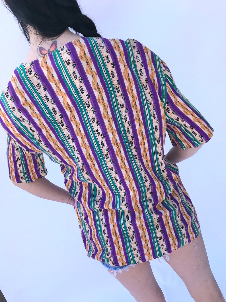 Vintage 80/'s Mix print Oversized button down blouse listing 8130