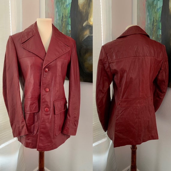 Small | medium vintage 70’s Brown Leather Blazer |