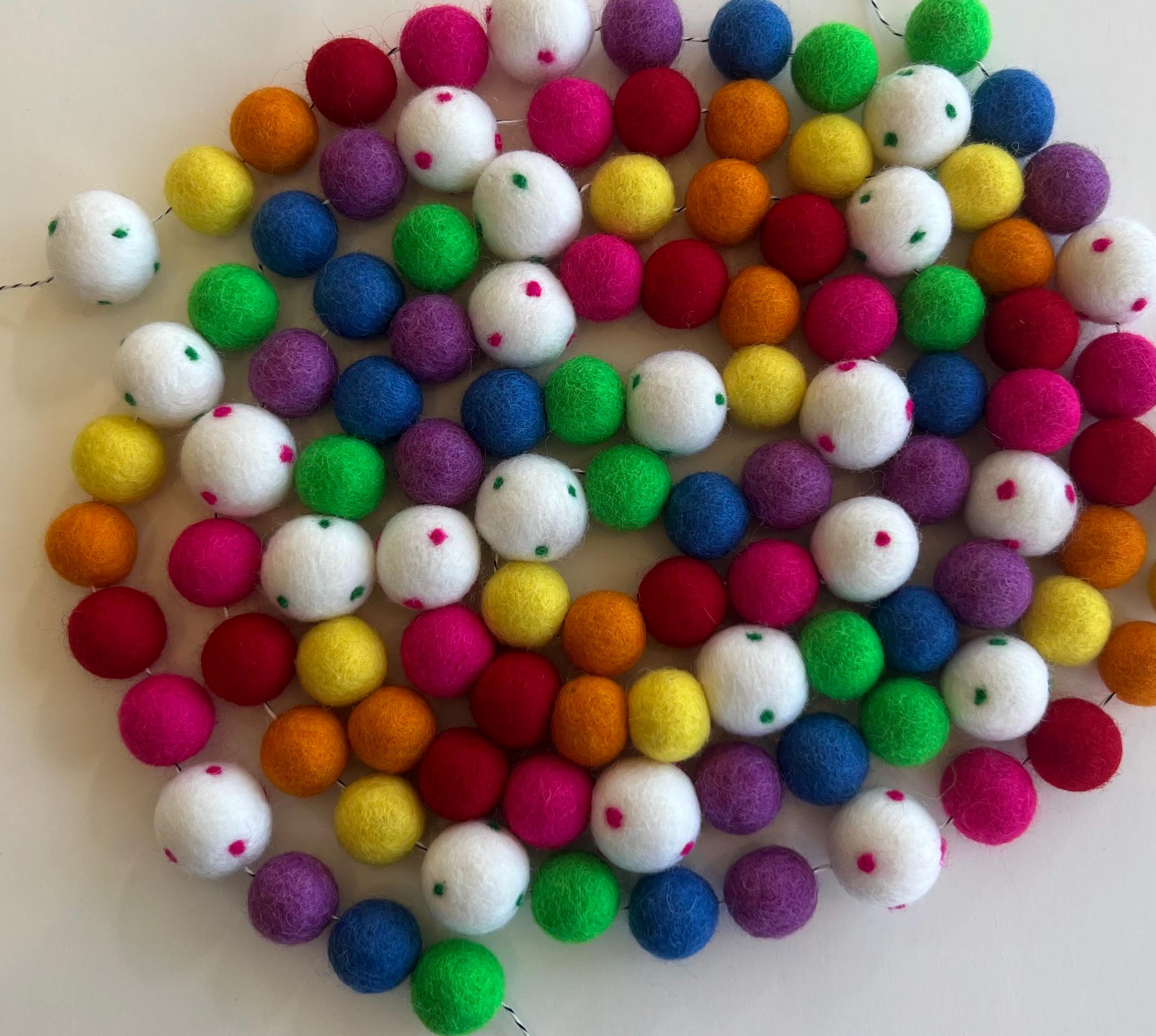 Primary Rainbow Felt Ball Garland - Etsy