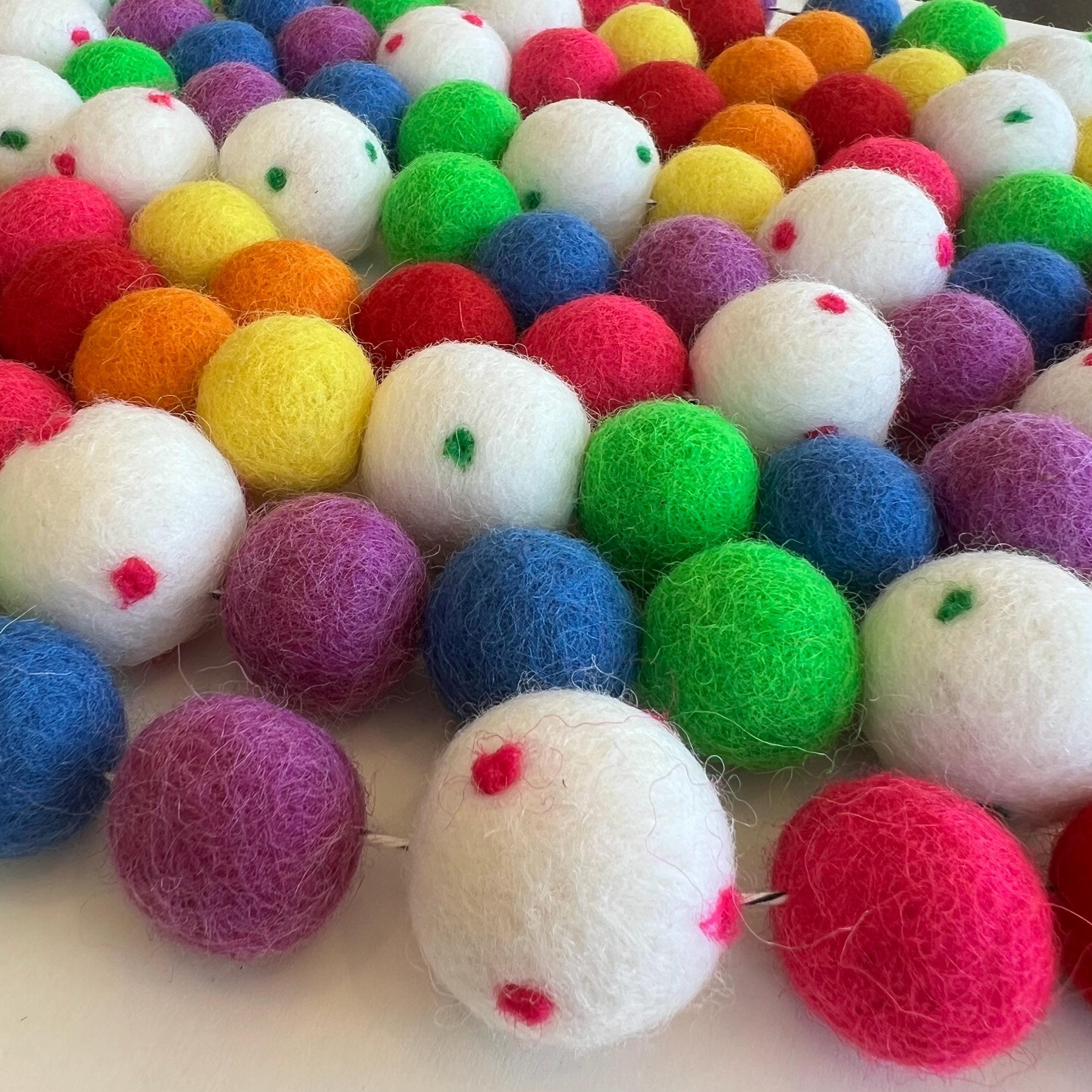 Primary Rainbow Felt Ball Garland - Etsy