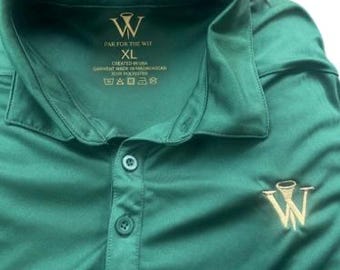Men's Embroidered Teed Up Wit Martini Tee Performance Golf Polo, UPF 50 Moisture Wicking, Par For The Wit Logo Polo, Golf Gift, Vet Owned
