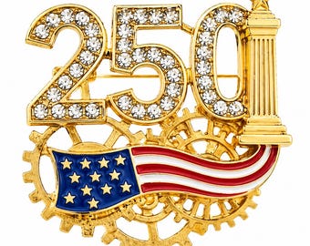 USA 250 Brooch Pin, America 250 Anniversary Jewelry, Patriotic Rhinestone Flag Pin, 1776-2026 Celebration Gift, Fourth of July Accessory