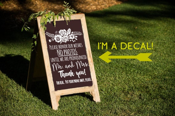 wedding decal unplugged ceremony no photos vinyl sign mirror chalk board sticker