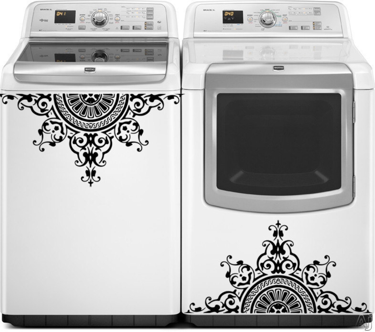 Washer Dryer Vinyl Decals Appliance Decals Greek Medallion Etsy