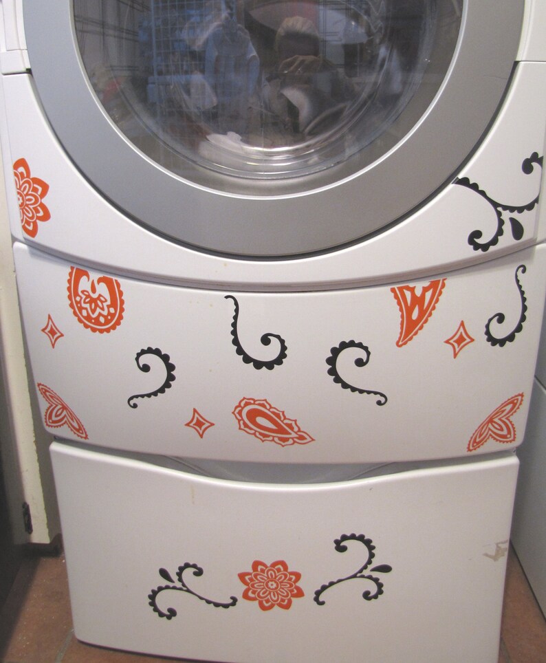 Washer and Dryer DecalsFresh Paisley Appliance Vinyl Etsy