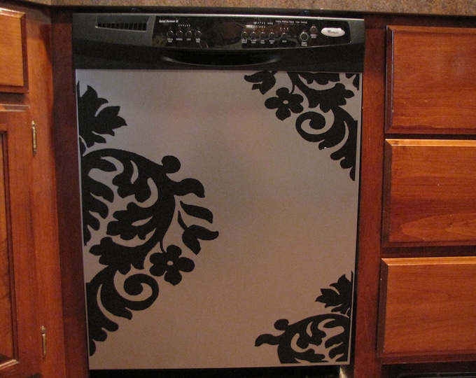 Appliance Vinyl Decal Large Damask Design Dishwasher Etsy