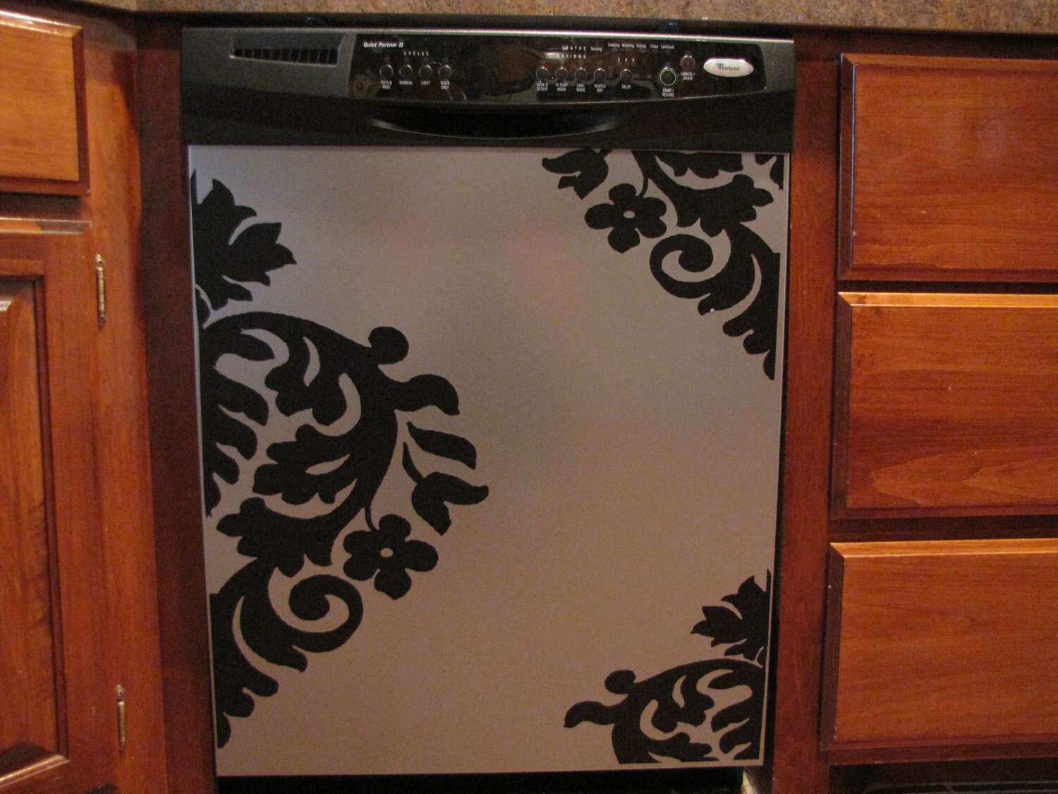 Appliance Vinyl Decal, Large Damask Design, Dishwasher Sticker, Laund…