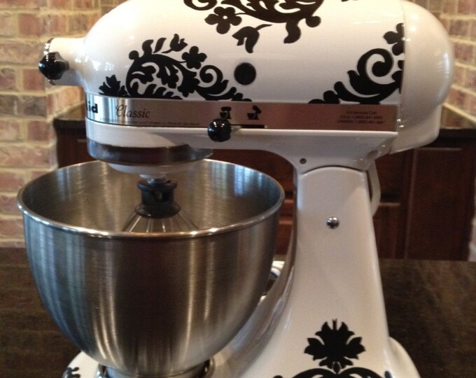 Kitchen Mixer Decals Damask Vinyl Choose Your Colors Mixer Etsy