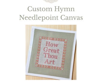 Tela personalizzata per ricamo a punto croce con inno / Dipinta a mano, 13 o 18 maglie