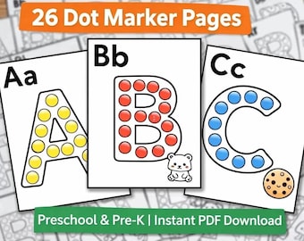 ABC Dot Marker Arbeitsblätter | Buchstabenverfolgung für Vorschulkinder | Tupfen Sie das Punkt-Alphabet