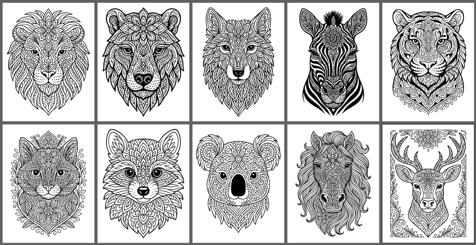 Animal Mandala Coloring Pages (volume 1) – Instant Download PDF - Etsy