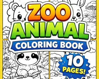 Zootiere Malvorlagen für Kinder - 10 druckbare Seiten (PDF Download)