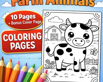 Kawaii Bauernhof Tiere Malvorlagen V1 – 10 druckbare Seiten für Kinder (PDF Download)