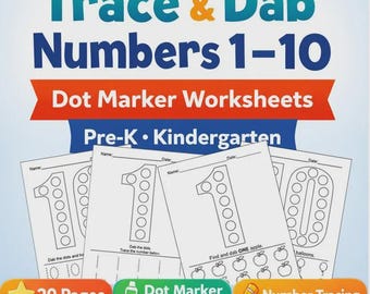 Dot Marker Zahlen von 1-10 Arbeitsblättern | Spur Tupfenzählen Aktivität (Vorschule druckbar)
