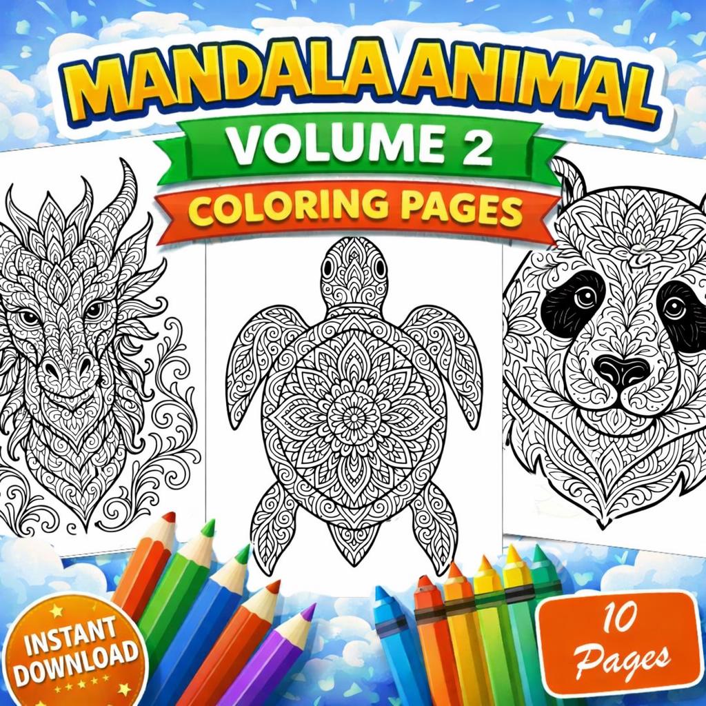 Animal Mandala Coloring Pages (volume 2)– Instant Download PDF - Etsy