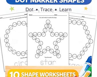 Dot Marker Formen Arbeitsblätter | Tupfen-Form-Ablaufverfolgung Printable | Vorschulaktivität