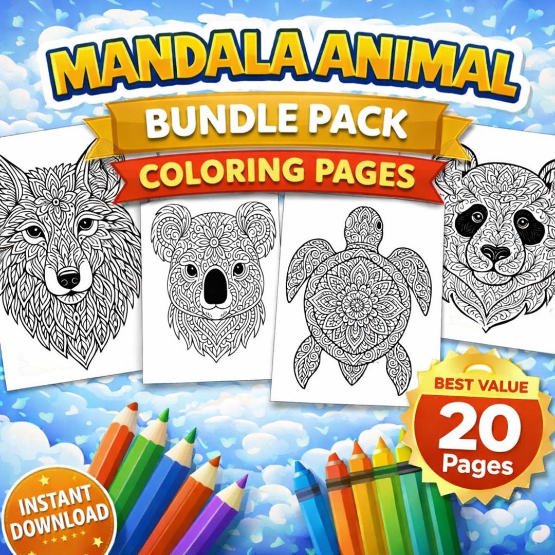 Animal Mandala Coloring Pages (volume 1 and Volume 2)– Instant Download ...