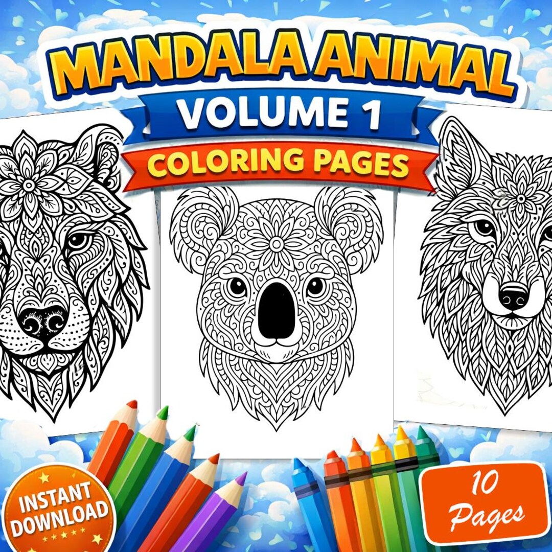 Animal Mandala Coloring Pages (volume 1) – Instant Download PDF - Etsy