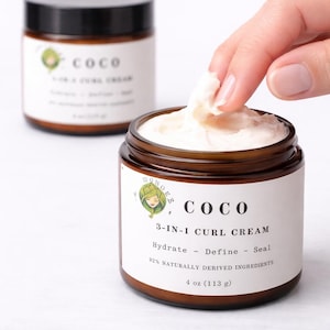 Coco Crema para Rizos 3 en 1 – Crema hidratante sin enjuague para cabello rizado