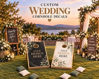 Custom Wedding Cornhole Decals, Personalized Board Wraps, Wedding Yard Game Stickers