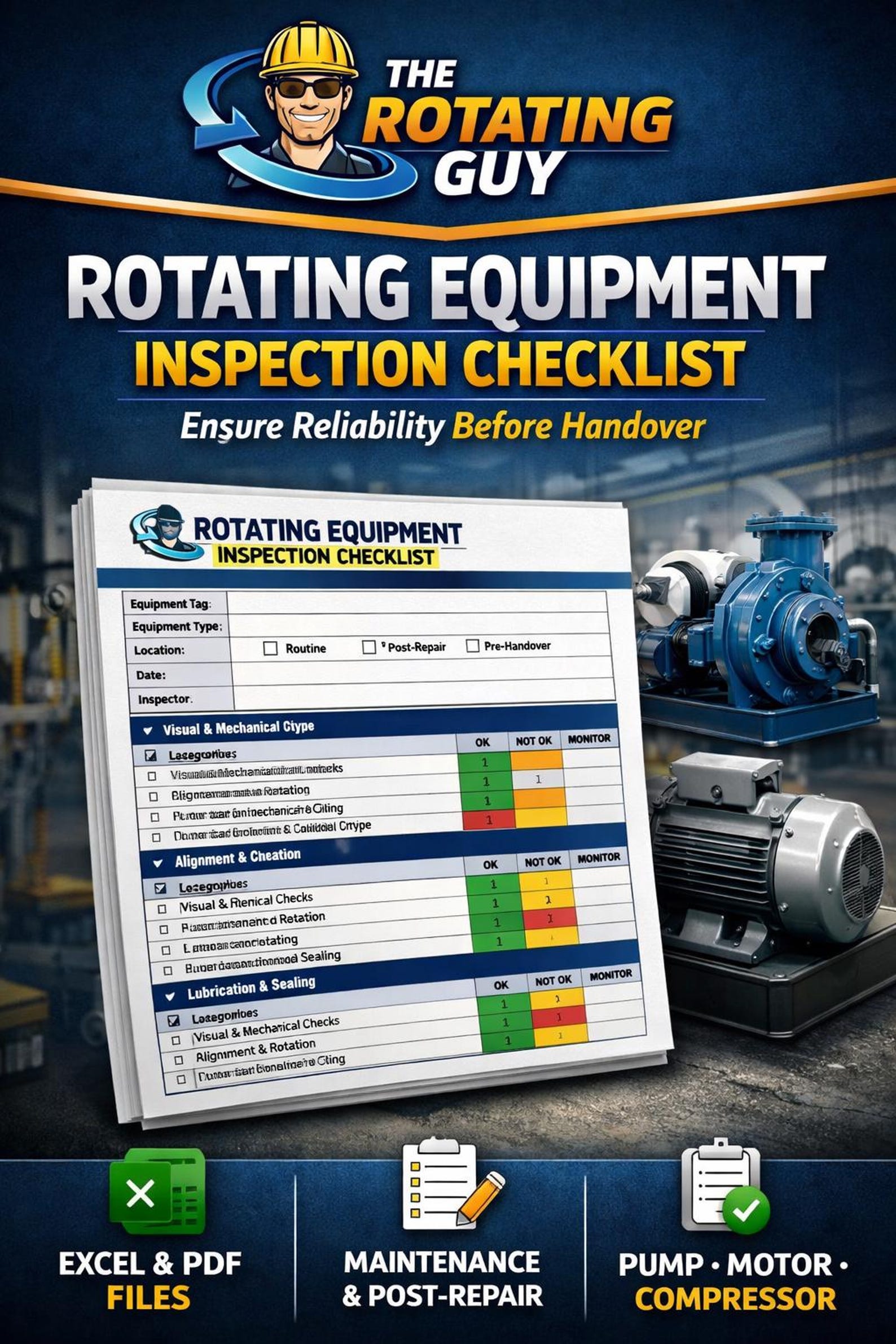 Rotating Equipment Inspection Checklist Excel | Pump Motor Inspection ...