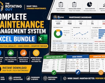 Complete Maintenance Management System Excel Bundle | Inspection Checklist + Work Orders + Downtime Tracker