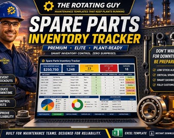 Spare Parts Inventory Tracker Excel Template | Maintenance Stock Control Log (Digital Download)