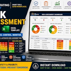 Risk Assessment Excel Template | 5x5 Matrix, ISO 31000 Safety Tool (Digital Download)