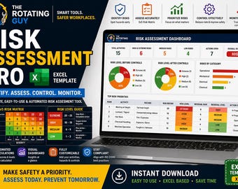 Risk Assessment Excel Template | 5x5 Matrix, ISO 31000 Safety Tool (Digital Download)