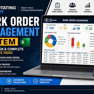 Work Order Management System Excel | Track, Assign & Complete ...