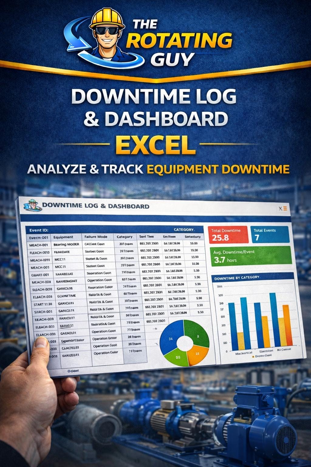 Equipment Downtime Log & Dashboard (excel) | Maintenance Analysis Tool ...