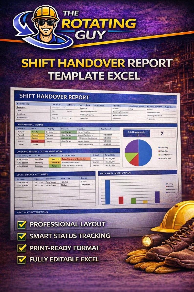 Shift Handover Report Template Excel | Equipment Status Tracker (excel ...