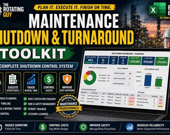 Maintenance Shutdown Turnaround Toolkit | Excel STO Planner, Gantt, Cost Tracker (Digital Download)