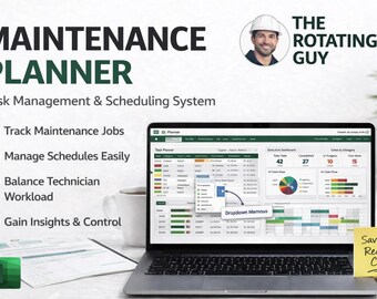 Maintenance Planner Excel | Task Management, Schedule, Gantt Chart, Dashboard
