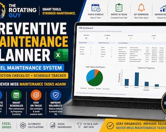 Preventive Maintenance Planner Excel | Inspection Checklist + Schedule Tracker | Never Miss Maintenance Tasks Again