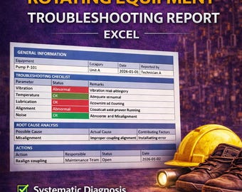 Rotating Equipment Troubleshooting Report Excel | Maintenance Diagnostic Tool