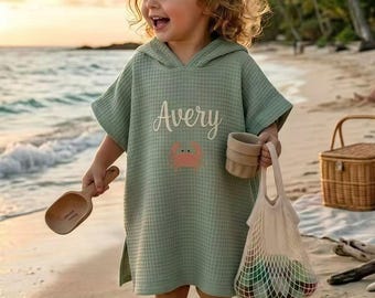 子供用パーソナライズドフードタオル、カスタム刺繍入りビーチタオル、ワッフルコットンバスタオル、幼児と赤ちゃんへの夏休みギフト