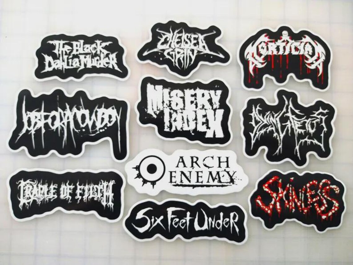 Death Metal Sticker Pack (10 Stickers) Set 3 Vinyl Decals Black Slam ...