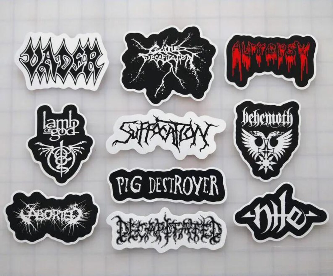 Death Metal Sticker Pack (10 Stickers) Set 2 Vinyl Decals Black Slam ...