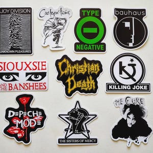Paquete de pegatinas góticas (10 pegatinas) SET 1 calcomanías de vinilo new wave punk dark pop band emo alternative metal hard rock
