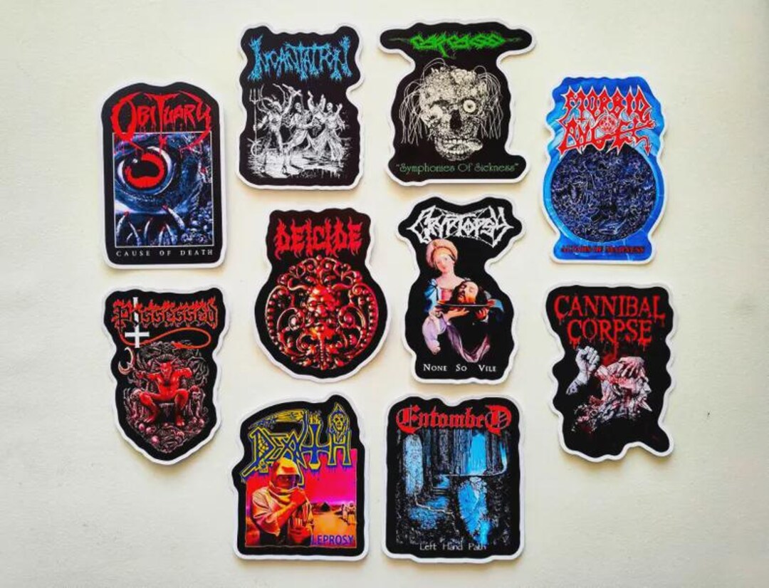 Death Metal Sticker Pack (10 Stickers) Set 9 Vinyl Decals Black Slam ...