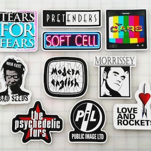 New Wave Sticker Pack (10 Sticker) SET 2 Vinyl Sticker Goth Post Punk Synth Pop Rock 80er Nostalgie Dark emo Bands Indie Gothic